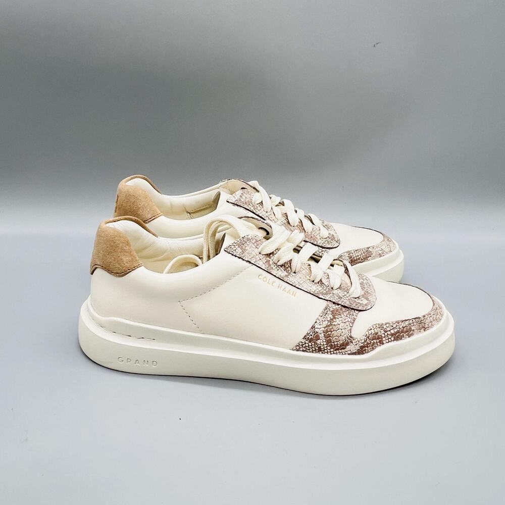 Cole Haan Shoes Womens 5 White Leather Grandseries Animal Print Sneakers Comfort